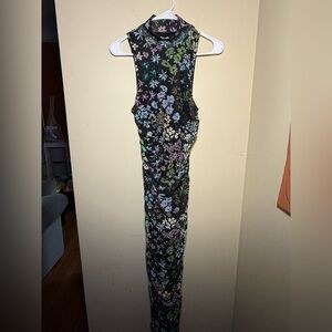 AFRM Los Angeles Floral Ruched Maxi Dress | Size M | Y2K Boho Dainty Botanical